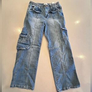 Wide Leg Baggy Cargo Pockets Bare Back Jean Sz 5/27